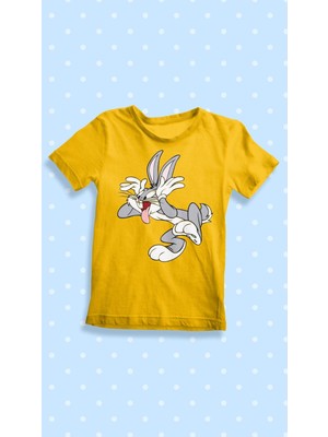 Karikatür Store Looney Tunes Bugs Bunny Baskılı Sarı Unisex Çocuk Tişört