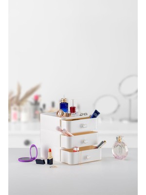Beyaz Çok Bölmeli Makyaj ve Takı Organizer Çekmecesi, Saklama ve Düzenleme Kutusu