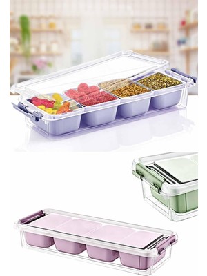 Turuncu Çok Amaçlı 4 Bölmeli Kapaklı Saklama Kutusu 2,5l