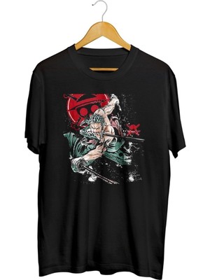 Karikatür Store One Piece - Roronoa Zoro Baskılı Unisex Tişört