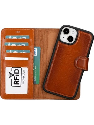 Mulvxurg  URG02 Apple Iphone 15 Plus Uyumlu Deri Cüzdanlı Kılıf Mwwn RST2EF Taba (Mulvix)