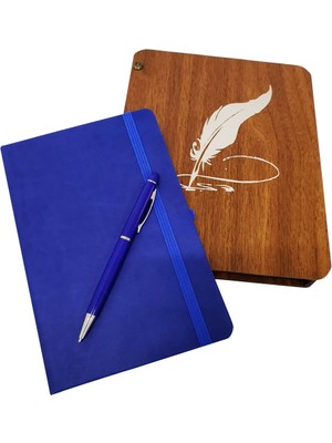 Kapamarka Ahşap Kutulu Defter Ve Kalem Seti
