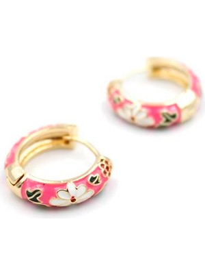 Mineli Çiçek Küpe - Pembe