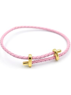 Deri Hasır Bileklik - Pembe