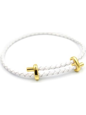 Deri Hasır Bileklik - Beyaz