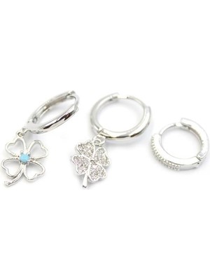 3'lü Yonca Küpe - Gümüş