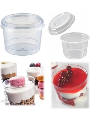 Beyaz Silindir Tatlı Kabı, Kapaklı, 250 Ml, 30'lu Set