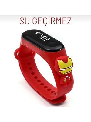 Kırmızı Spiderman Dijital Çocuk Saati, Dokunmatik Ekran, Su Geçirmez, Figürlü