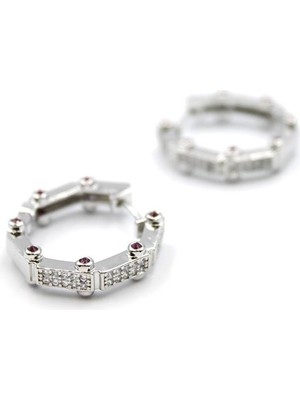 Kapamarka Sekizgen Küpe - Gümüş