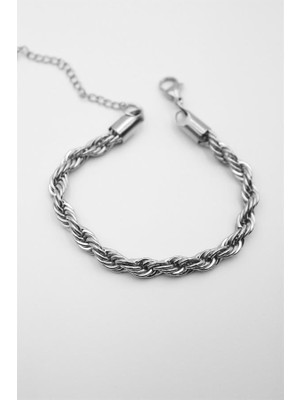 Kapamarka Burgu Çelik Bileklik 4mm - Gümüş