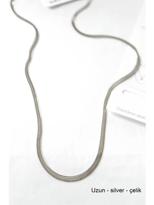 Uzun  Italyan Çelik  KOLYE-60CM - Gümüş