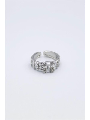 Kapamarka Baget Taşlı Yüzük - Gümüş