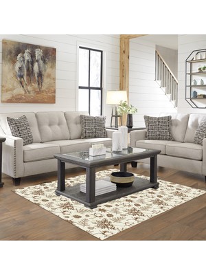 Alanur Home Kaymaz Dijital Mutfak & Salon Halı Trend Vintage AL5012 Bej