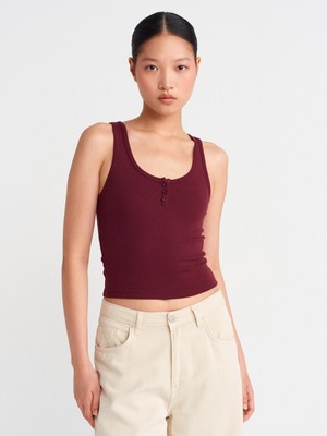 21158 Düğmeli Askılı Top-Bordo