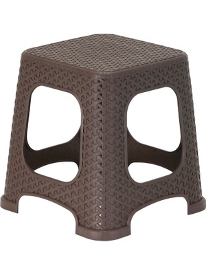 Mandella Sağlam Plastik Star Rattan Küçük Tabure (6 Adet) Kahverengi