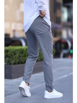 Hello7 Erkek Esnek Jogger Pantolon Düz Desenli Dar Kesim Duble Paça Orta Kalınlıkta