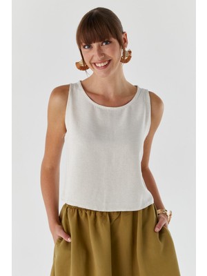 Askılı Keten Bluz Tas