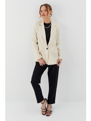 Keten Blazer Ceket Natural