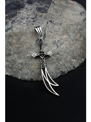 Kolye Ucu Hz. Ali Zülfikar Kılıcı Mikro Taş Süslemeli 925 Ayar Gümüş 902046