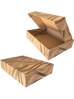26X18X6CM Karton Kutu 10ADET Desenli-Kilitli | E-Ticaret-Kargo-Hediye Kutusu Kraft