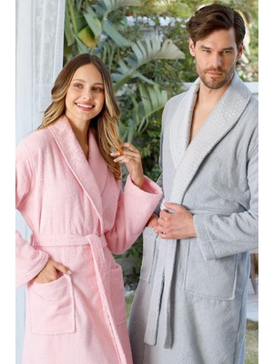 Camellıa Aile Havlu & Bornoz Seti %100 Pamuklu Açık Pembe - Gri