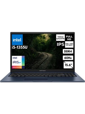 Asus Vivobook 15 i7-1355U 16 GB 512 GB SSD  Iris Xe Graphics 15.6" FHD FreeDos Notebook X1504VA-NJ1499AT7