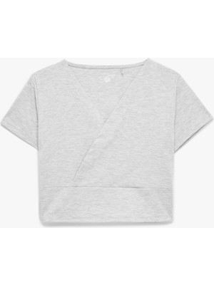 Koton V Yaka Kısa Kollu Crop Spor Tişört