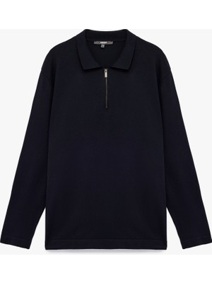 Koton Uzun Kollu Basic Viskon Yarım Fermuarlı Triko Kazak