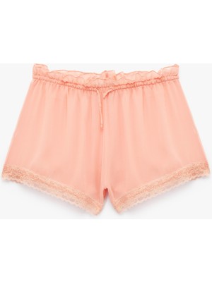 Koton Rahat Kalıp Bağcıklı Dantelli Şifon Şort Pijama Altı
