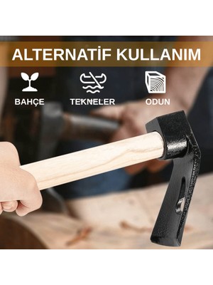 Beylini Çelik Keser Ekonomik Dayanıklı Odun Bahçe Ot Çift Yönlü Ahşap Ergonomik Saplı Profesyonel