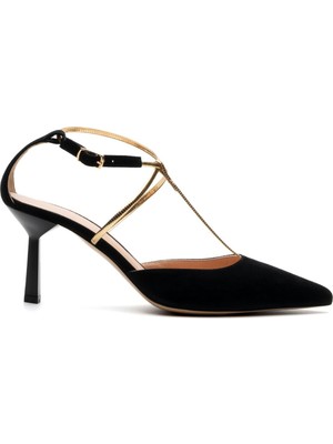 Leray Siyah Hakiki Deri Kadın Stiletto & Abiye