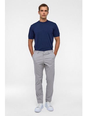 Gri Regular Armürlü Pantolon