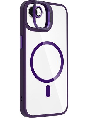 Adige iPhone 16E Kılıf Etro Standlı Kamera Lens Koruyucu Hediye Derin Mor
