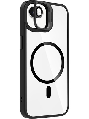 Adige iPhone 16E Kılıf Etro Standlı Kamera Lens Koruyucu Hediye Siyah