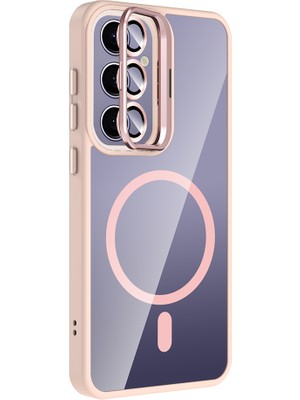 Adige Samsung Galaxy S25 Plus Kılıf Etro Standlı Kamera Lens Koruyucu Hediye Pembe