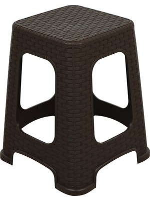 Mandella Sağlam Plastik Karizma Rattan Tabure (6 Adet) Kahverengi