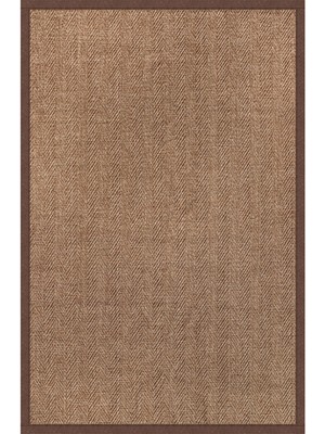 0503-KAHVE Kumaş Bordür Sisal Halı Kilim Hav Toz Vermez Kolay Temizlenen Hasır Kilim