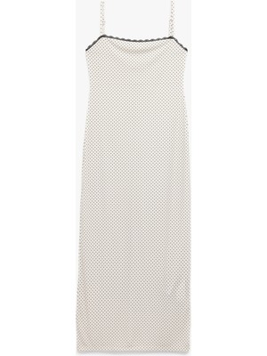 Koton Ince Askılı Uzun Puantiyeli Slip Elbise