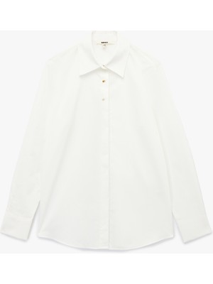 Koton Pamuklu Uzun Kollu Klasik Yaka Oversize Gömlek