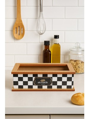 Damalı Yazılı Ahşap Ekmek Sepeti