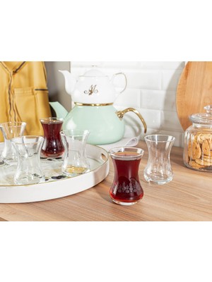 Madame Coco Lavem-Daisy Touch 6'lı Çay Bardağı Seti Şeffaf Cam Desenli Şık Sunum