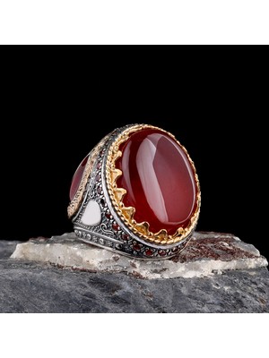 925 Ayar Gümüş Erkek Yüzük – Lüks Tasarım Oval Taşlı Yüzük