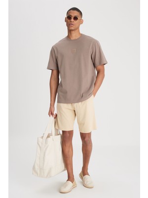 Lee L22200155 Kahverengi Lose Fit Bisiklet Yaka Erkek %100 Pamuklu T-Shirt