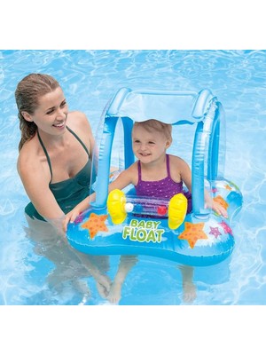 Gölgelikli Bebek Flatörü | Oyuncaklı Baby Float | Tente Koruyuculu Şişme Yüzme Simidi | 60X60CM
