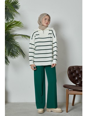 Retro Palazzo Pantolon-Zümrüt Yeşili