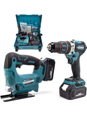 Akülü Kömürsüz Motor 2li Set Ayarlanabilir Dekupaj Testere ve Çelik Mandren Vidalama Matkap 36V 5AH (Mavi) Stok No : EEA430 Stok : Stokta Var  EEA430