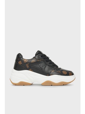 Guess Happy3 4g Logolu Kalın Taban Sneaker Ayakkabı FLTHPYFAL12 Bayan Ayakkabı Flthpy FAL12 Blkbr