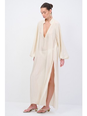 adL Moda Tutkusu Uzun V Yaka Elbise