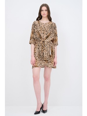 adL Leopar Desenli Örme Elbise