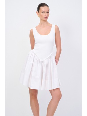 adL Moda Tutkusu Triko Detaylı Kolsuz Mini Elbise